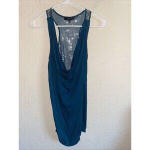 Vintage Y2K Express Tank Top Sequin Open Back M Scoop Neck Sexy Club Party